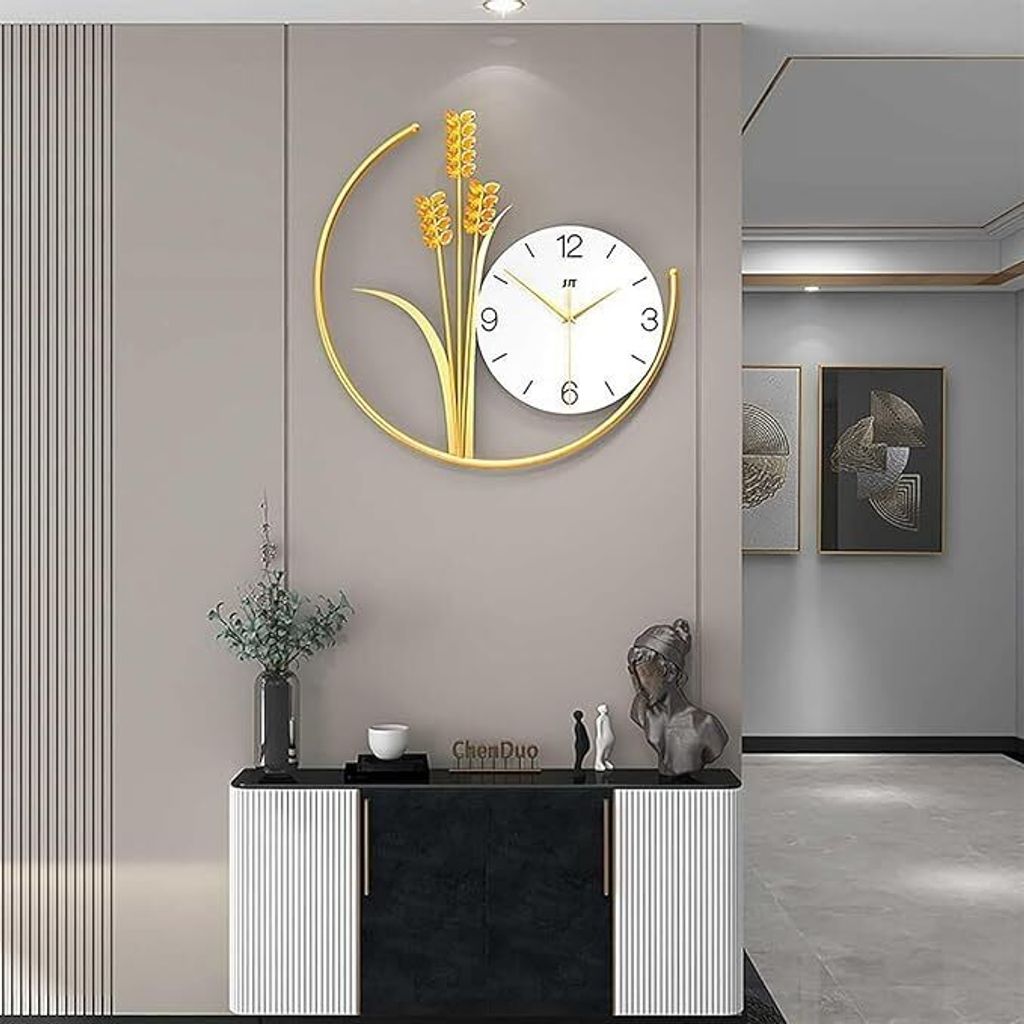 Wanduhren, Metall Wohnzimmer Uhr, ohne Ticken, für Wohnzimmer, Schlafzimmer, Büro, Arbeitszimmer 45 x 47 cm