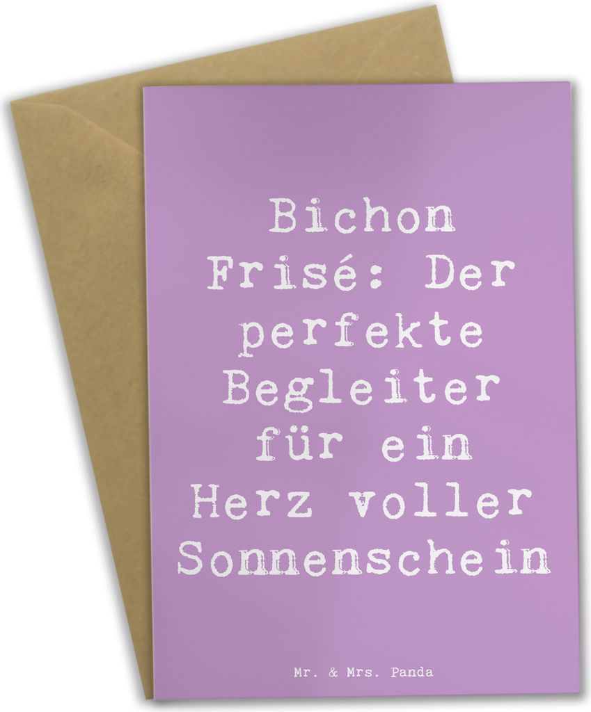 Mr. & Mrs. Panda Glückwunschkarte Spruch Bichon Frisé Freude - Lavendeltraum - Geschenk, weihnachtskarten, Grußkarte, Hunderassen, Hunderasse, f...