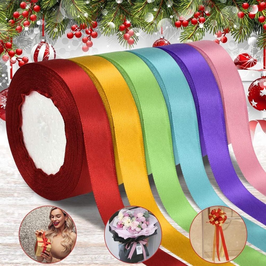 6 Farben Satinband Geschenkband 20mm Breit 22cm Lang Schleifenband