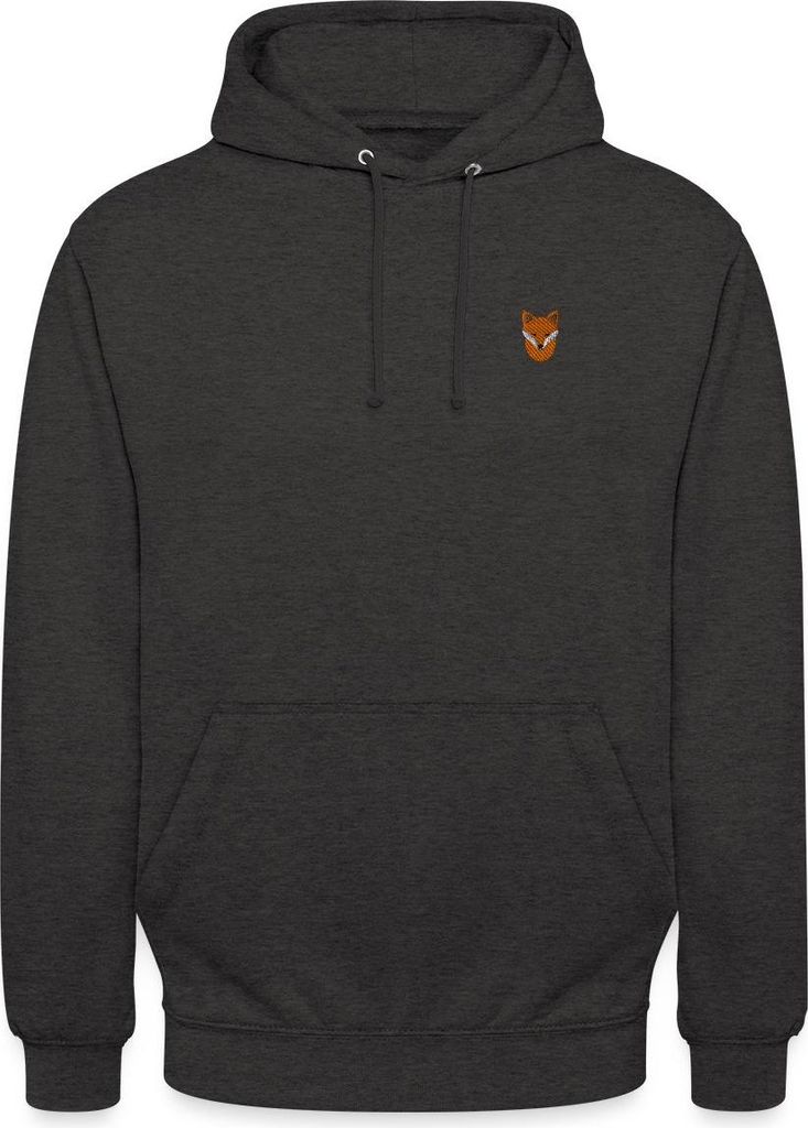 Spreadshirt Gestickter Fuchs Für Naturfans Und Ruhige Köpfe Uni Hoodie, M, Anthrazit