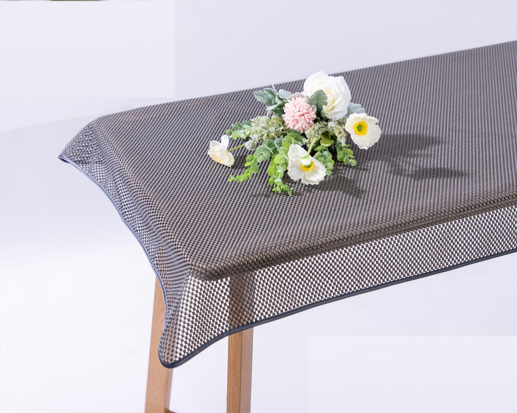 Gartentischdecke Karo Schaum PVC Weichschaum 160 x 220 oval cm - grau