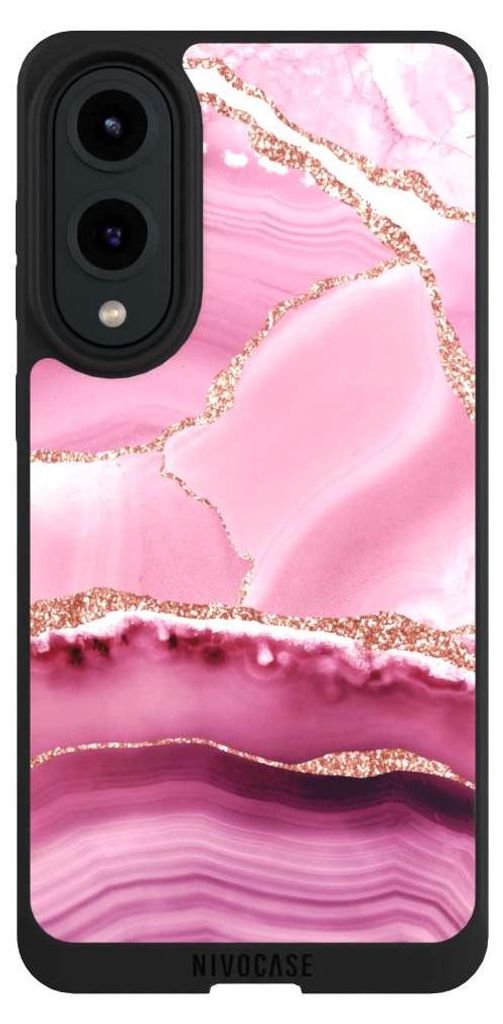 NIVOCASE Handyhülle für Samsung Galaxy S25 Edge Hülle NIVOpure Case Schwarz Glitzer Look Marmor Meerjungfrau