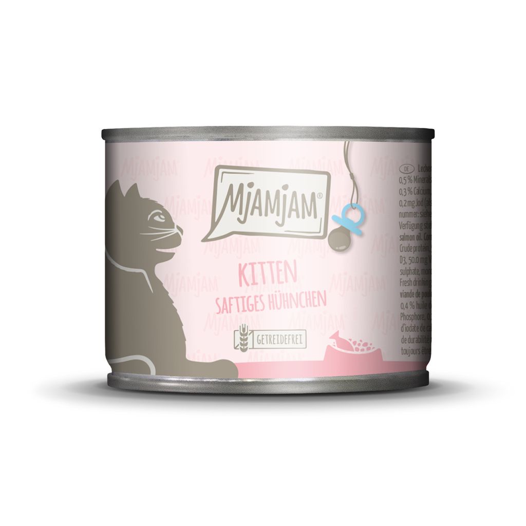 MjAMjAM Kitten saftiges Hühnchen mit Lachsöl, Kitten, jede Rasse, Huhn, 200 g, Getreidefrei