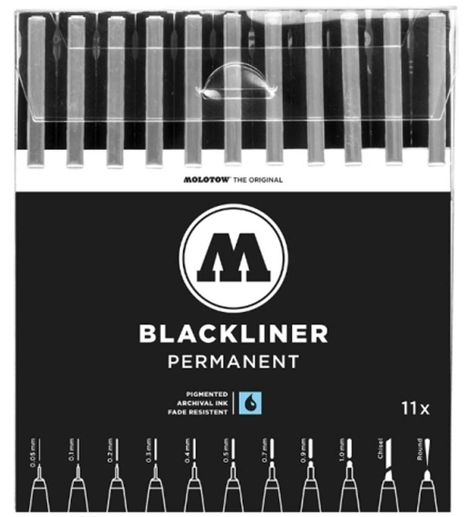 Molotow BLACKLINER Permanent Complete Set 11er Etui, Produktbild 