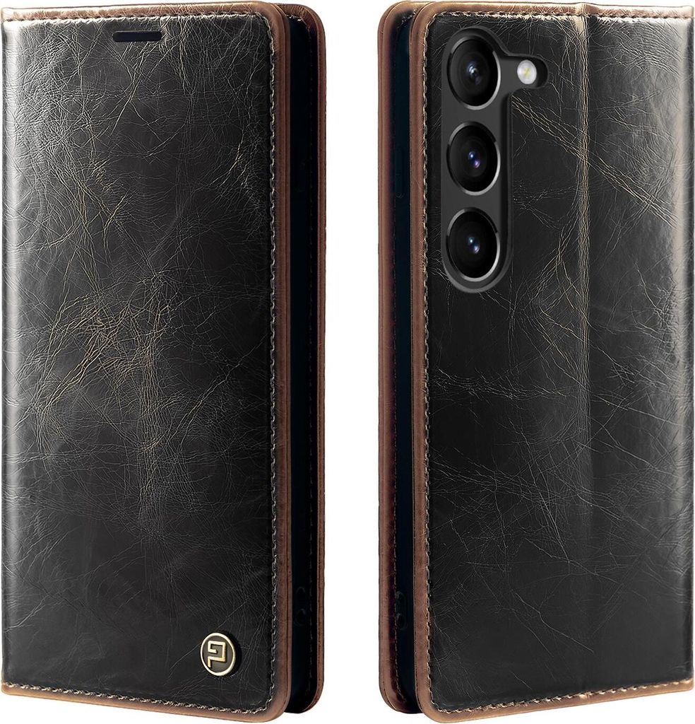 Handyhülle für Samsung Galaxy S23+ Kunstleder Flip Vintage Cover Hülle RFID Schutz Case Kartenfach Farbe: Dunkelbraun