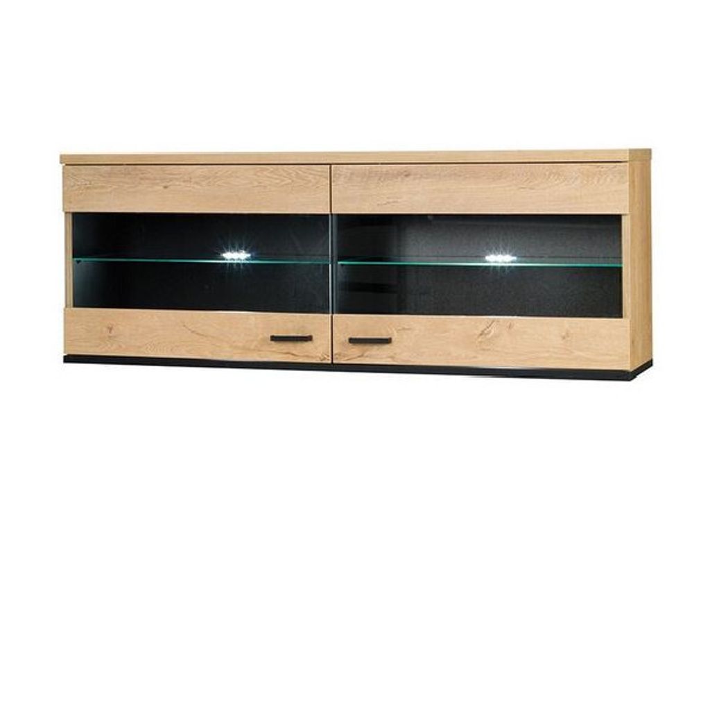 Vitrine suspendue avec éclairage LED YUNA – chêne lefkas / Image du produit 