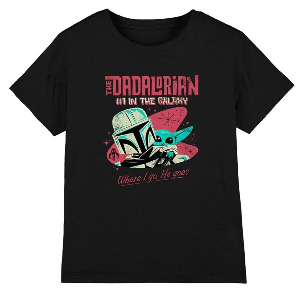 Star Wars: The Mandalorian - "Dadalorian 1 In The Galaxy" T-Shirt für Kinder TV34015 (128) (Schwarz)