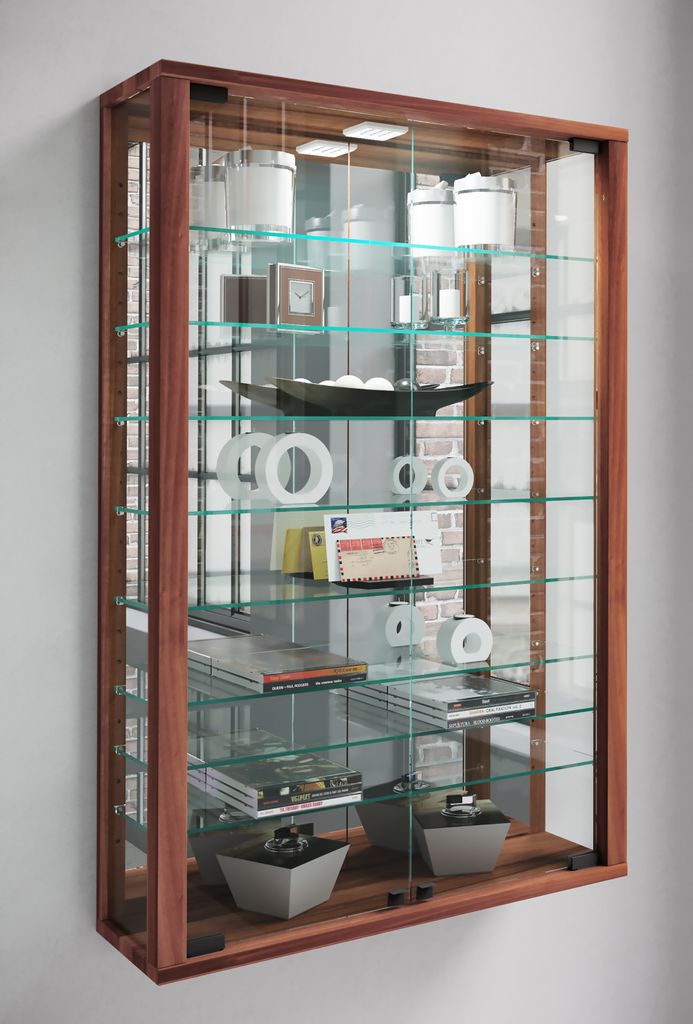 VCM Glasvitrine hängend | Vitrine Glas mit ESG-Sicherheitsglas | Maße ca. . H. 91 x B. 59 x T. 18 cm| Hängevitrine Glas | Modern und platzsparen...