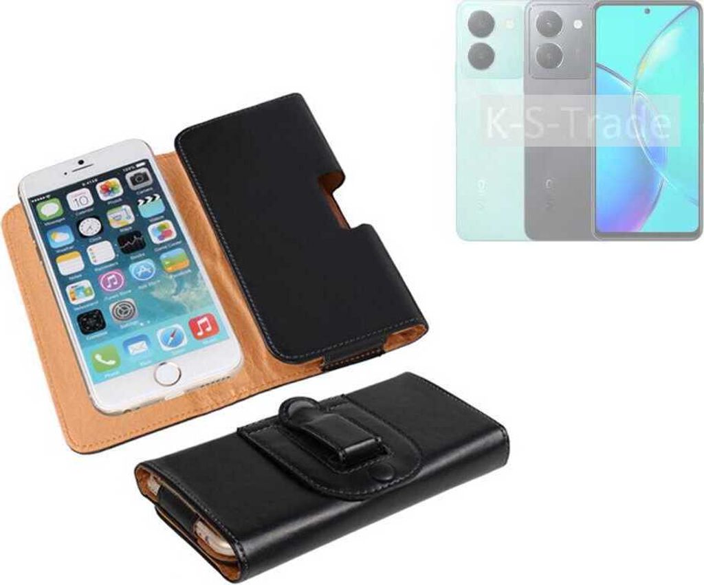 K-S-Trade Schützhülle Handyhülle kompatibel mit Vivo Y36 Holster Gürtel Tasche Schutzhülle Handy-Tasche Smartphone Case Seitentasche schwarz 1x