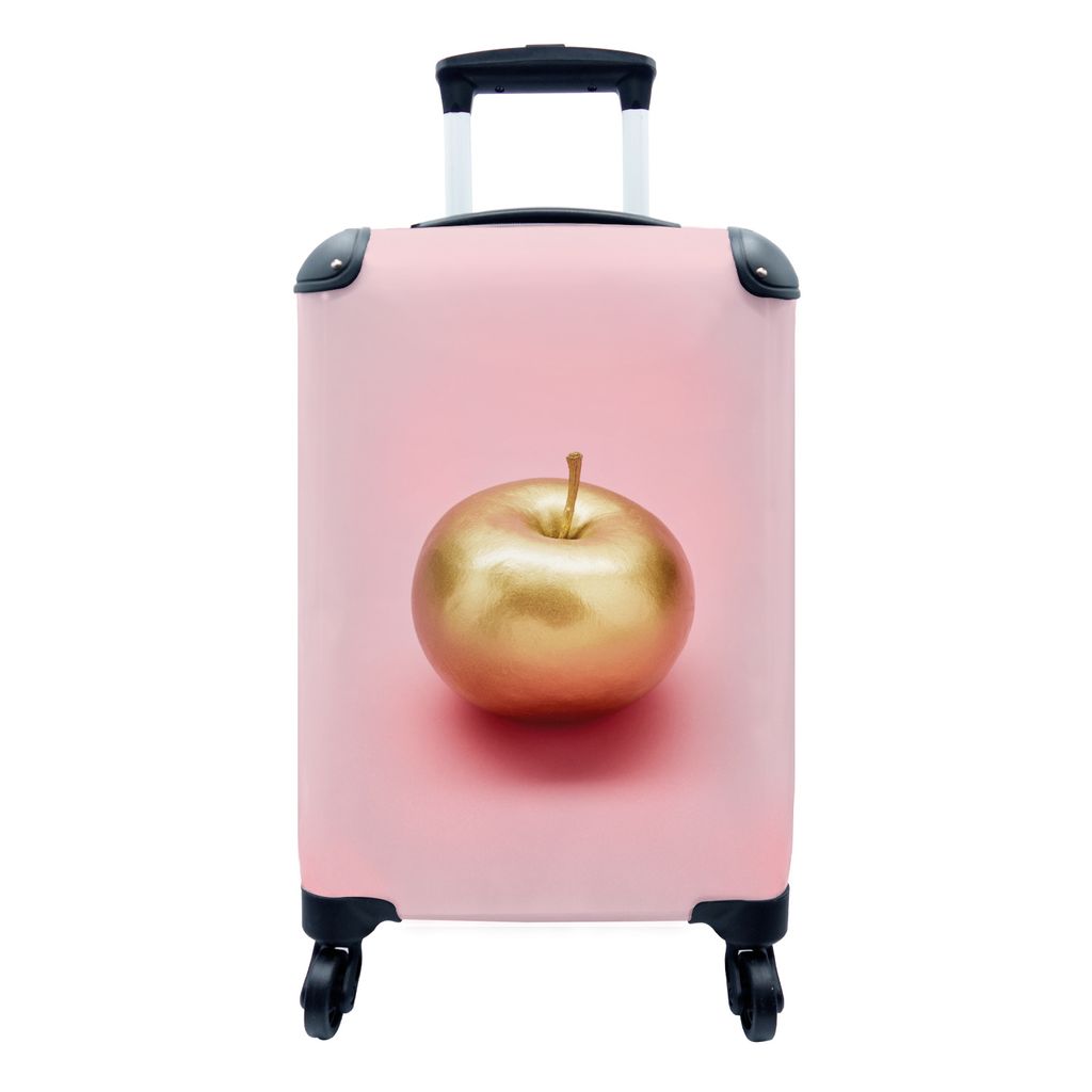 MuchoWow Koffer Handgepäck Trolley Rollkoffer Kleine Reisekoffer mit 4 Rollen - Apfel - Gold - Pastell - Cabin Size < 55x40x23 cm & 55x40x20 cm ...