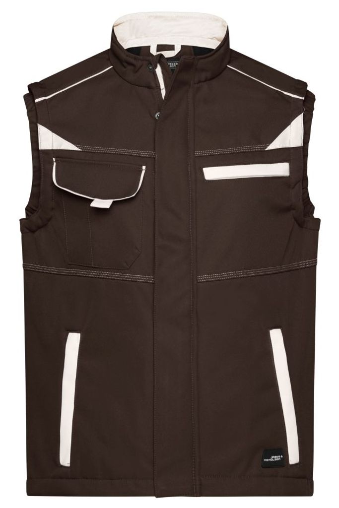 Workwear Softshell Vest - COLOR - brown/stone, Gr. XXL