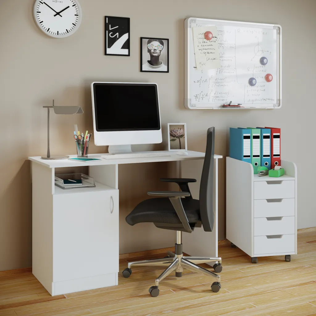 Konal Mini commode archive de bureau blanc sur roulettes 4 tiroirs - 3