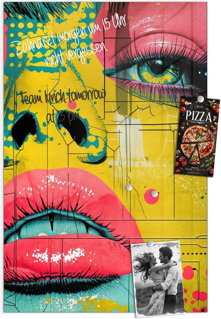 Magnettafel 40x60cm Pinnwand Whiteboard beschreibbar - Portrait Pop Art