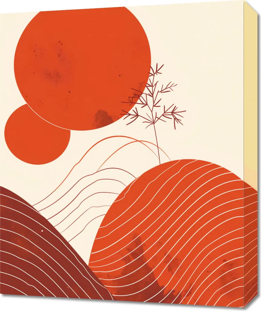 Peinture abstraite rouge 50x60 cm - Toile décorative murale moderne