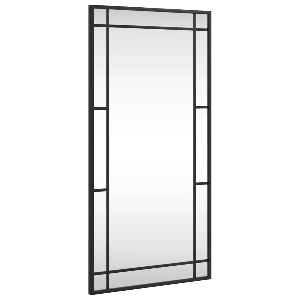 Miroir mural rectangulaire cadre en fer noir 40x80 cm finition élégante