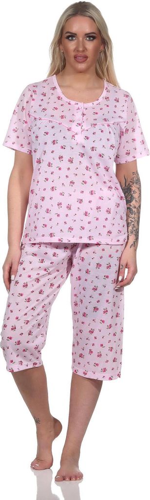 Damen Pyjama 3/4 Hose & Shirt Sommer Schlafanzug; Rosa/L/40