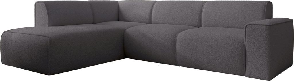 Selsey Bouvi – Ecksofa mit seitlicher Rückenlehne an der Ottomane, links, dunkelgrau, Bouclé