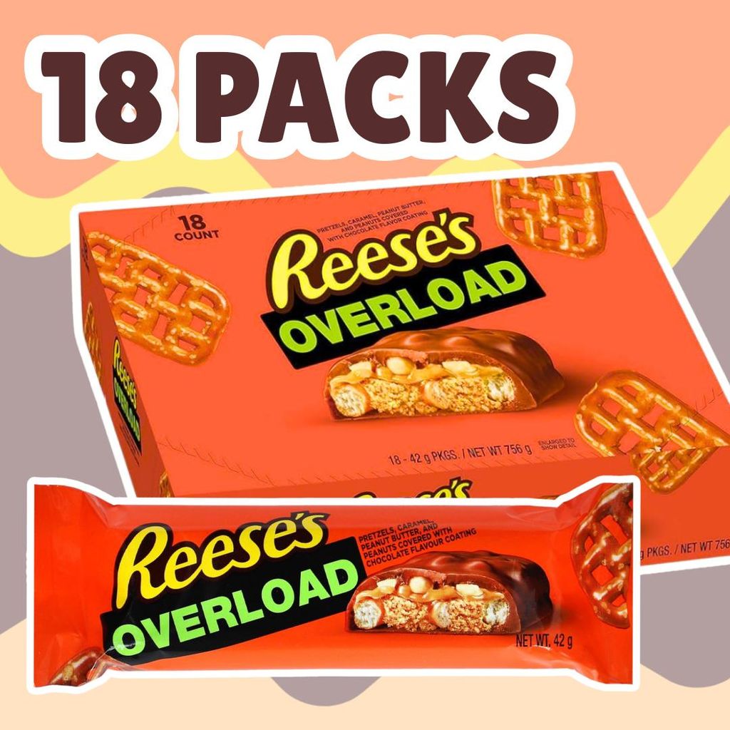 18 stuks Reese's Overload repen – Pindakaas, pretzels en Productafbeelding 
