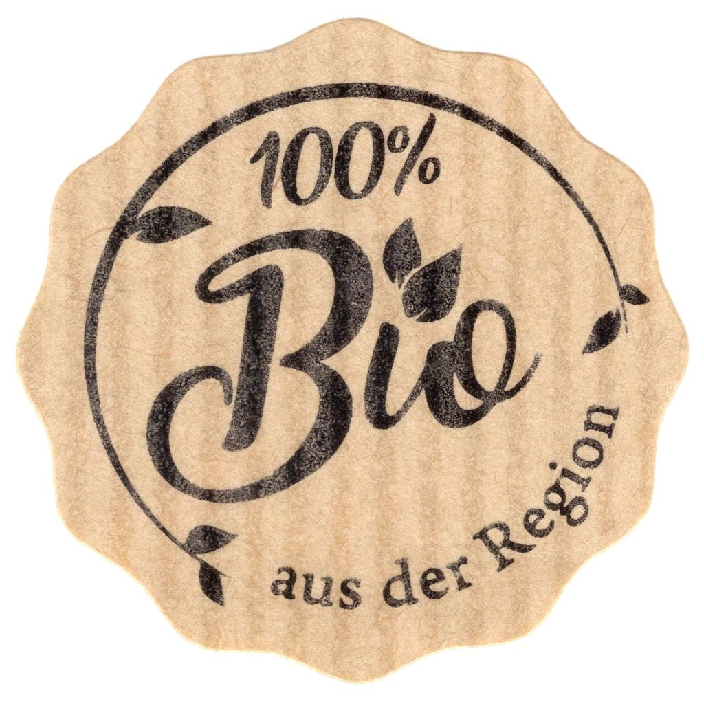 500 Etiketten Aufkleber 100% aus der Region braun Natural Bois 35 mm