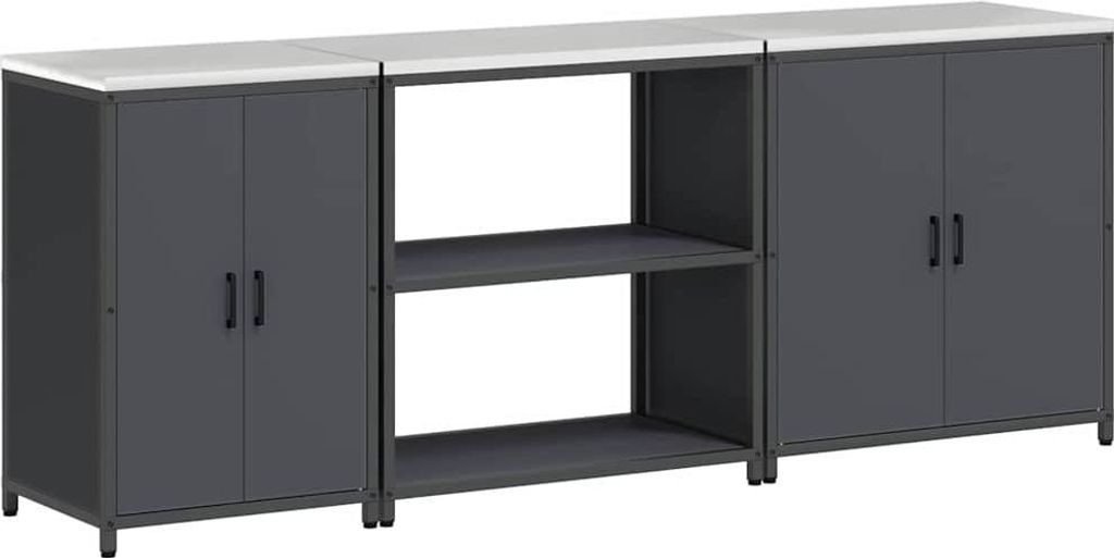 "2026 MODERNE"Aufbewahrungsset für die Küche - elegantes Design - Küchenmöbel - mit Regal 3 pcs Anthrazit Stahl - Küchenschränke NeuMöbel899495