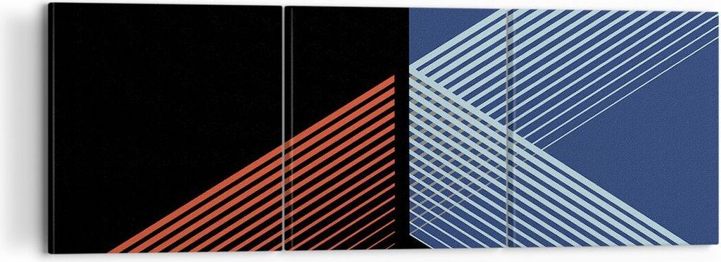 Bild auf Leinwand - Leinwandbild - 3 Teile - Abstraktion Schwarz Blau - 120x40cm - Wand Bild - Wanddeko - Wandbilder - Leinwanddruck - Bilder - Wan...