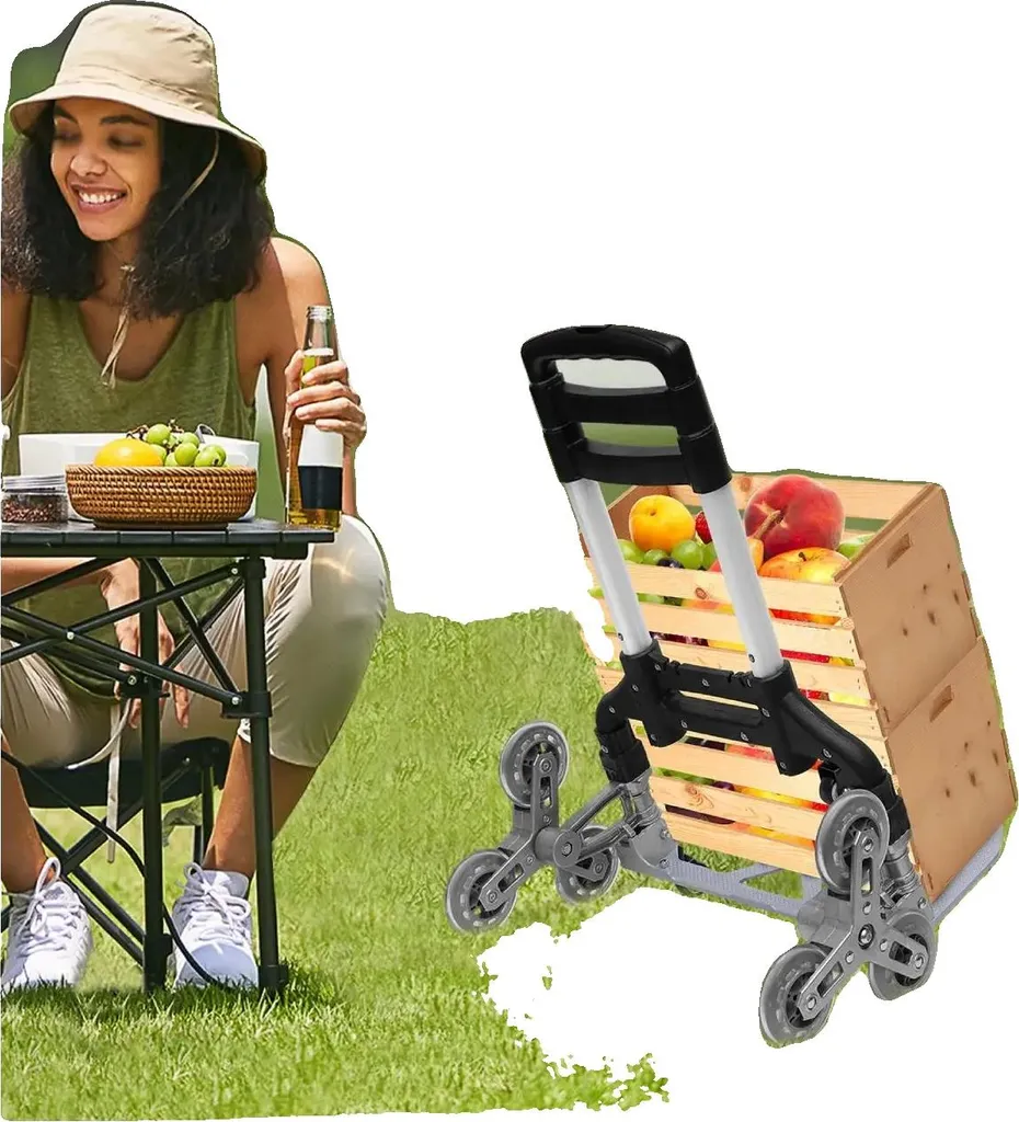 Chariot pour monter les escaliers 75 kg avec 10 roues et manche réglable