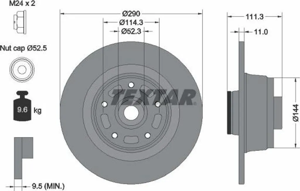 Disque de frein TEXTAR 92309003 pour Megane IV OE 432020912R Arrière