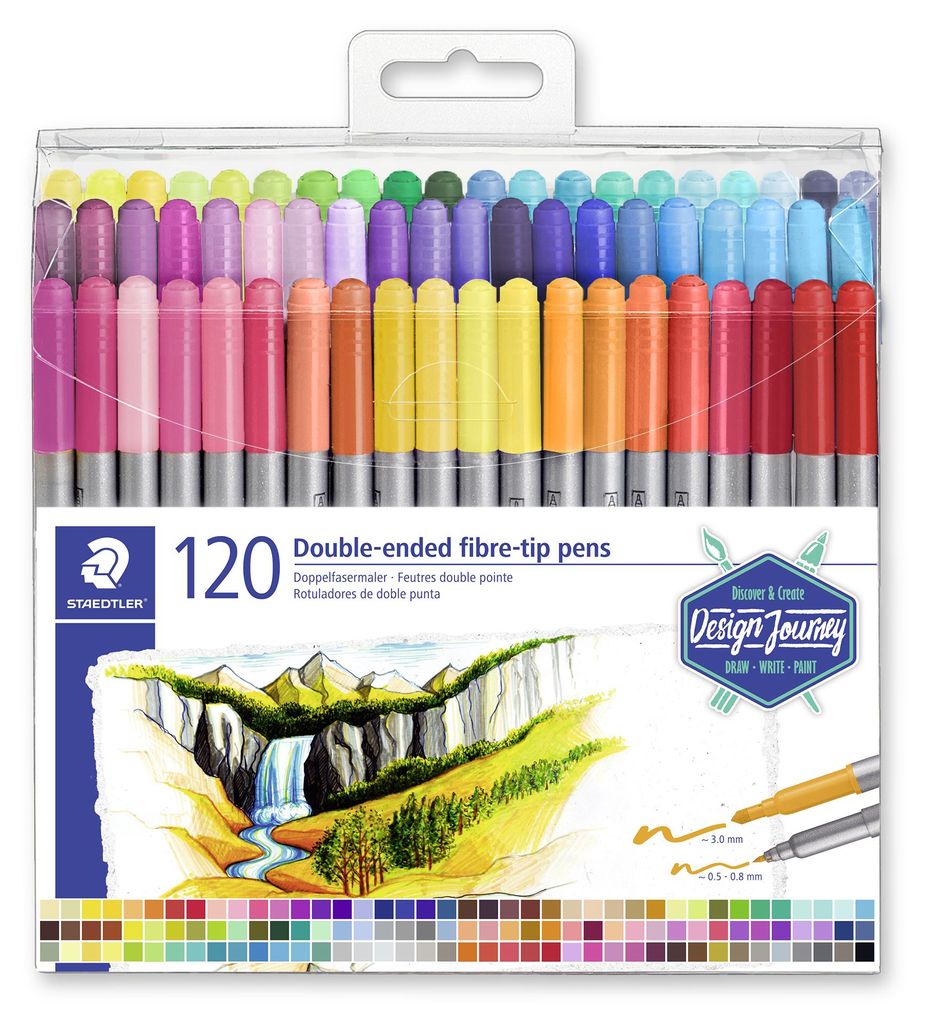 STAEDTLER 3200 Doppelfasermaler Etui mit 120 Farben Produktbild 