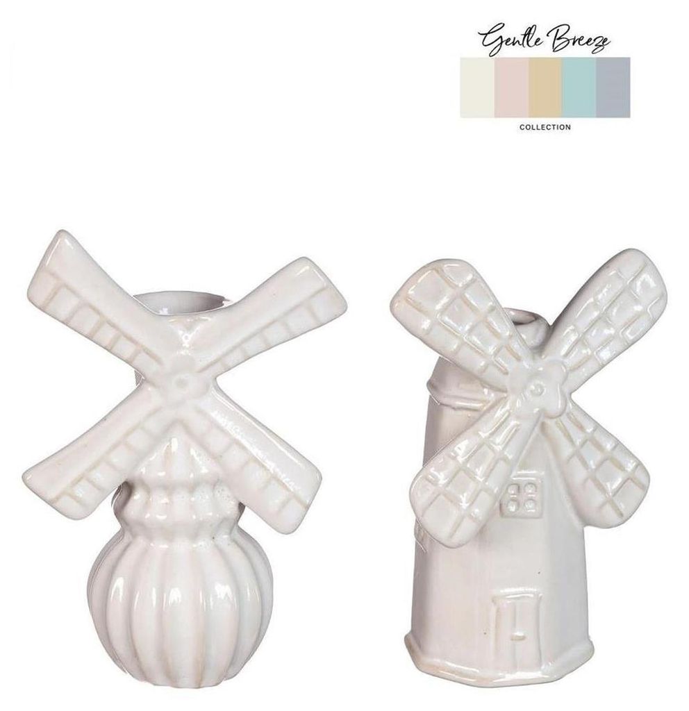 Ideen 4 Jahreszeiten Vase Windmühle H15,5cm 2 Achsen Creme Sand