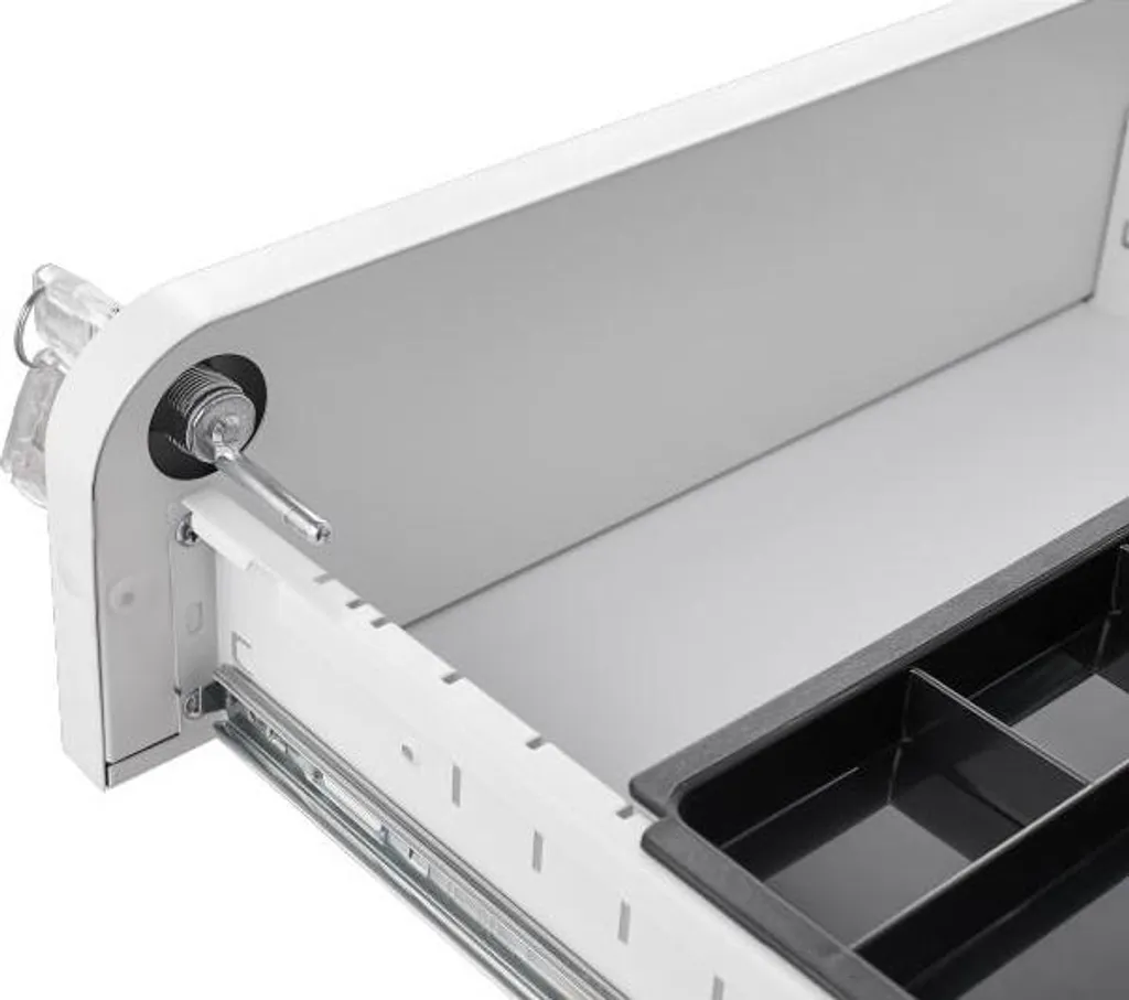 Caisson de bureau à roulettes avec 3 tiroirs de rangement blanc mat - 14