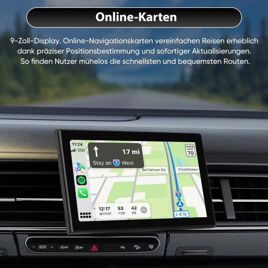 Écran tactile 9'' CarPlay Android Auto pour navigation et mains libres - 9