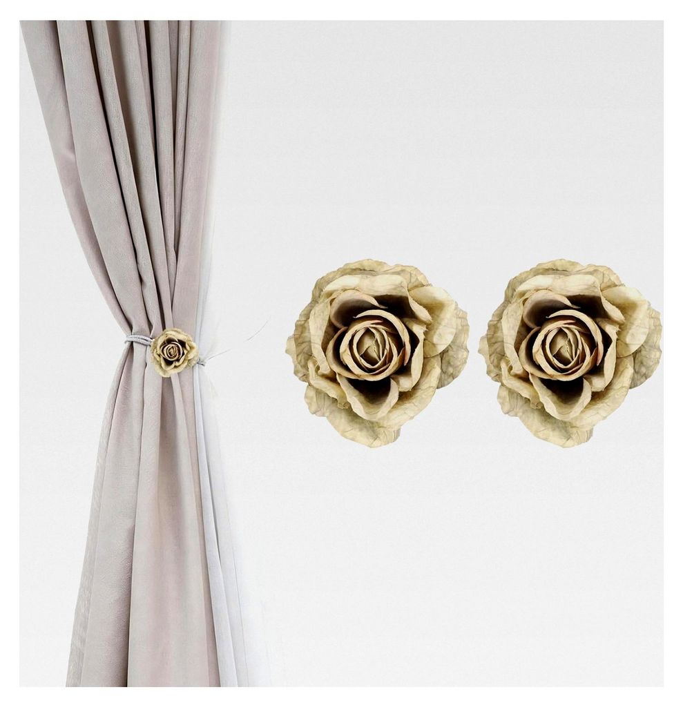 Rosenblumen-Vorhanghalter, 2 Stück künstliche florale Vorhangclips, moderne Vorhanghalter-Schnallen, Dekorationsclips für Fenster, Grasgrün