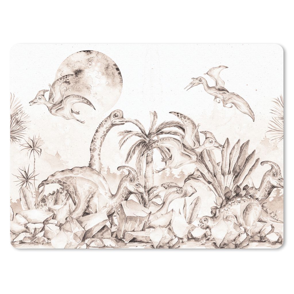 MuchoWow Mauspad Mousepad Dino - Kinder - Dschungel - Pflanzen - Kinder 40x30 cm - Mousepads - Maus Mat - Pad - Mausunterlage - Anti Rutsch