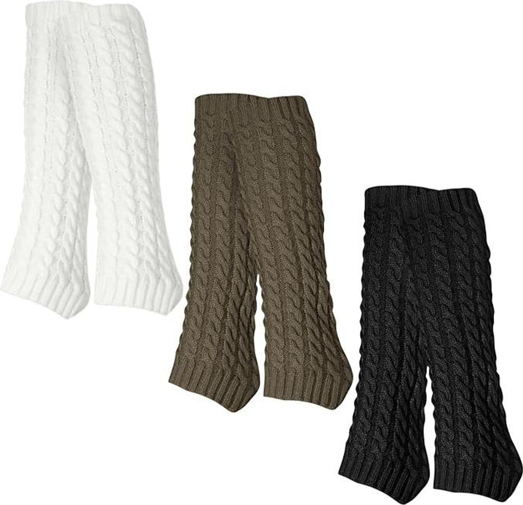 3 Paar Stulpen Damen Leg Warmers Beinwärmer Frauen Mädchen Winter Beinstulpen Damen Stricken Legwarmers für Winterwärmer