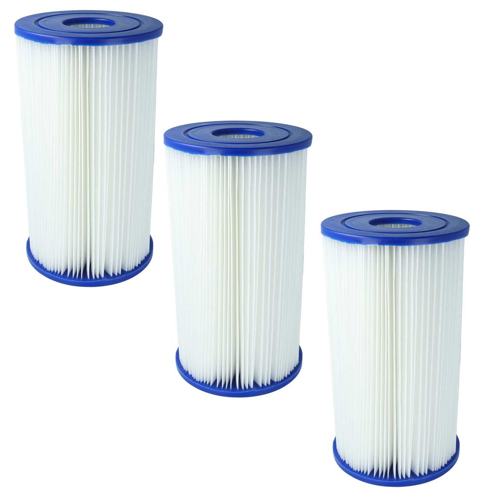 vhbw 3x Filterkartusche kompatibel mit Intex Pumpe 56634, 9462 L Fördermenge Swimmingpool, Filterpumpe - Wasserfilter Blau Weiß