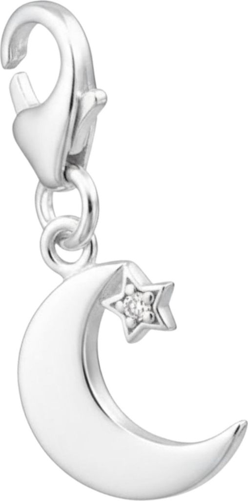 Silberner Halbmond Clip-Anhänger mit Zirkonia Silber Unisize Maxte