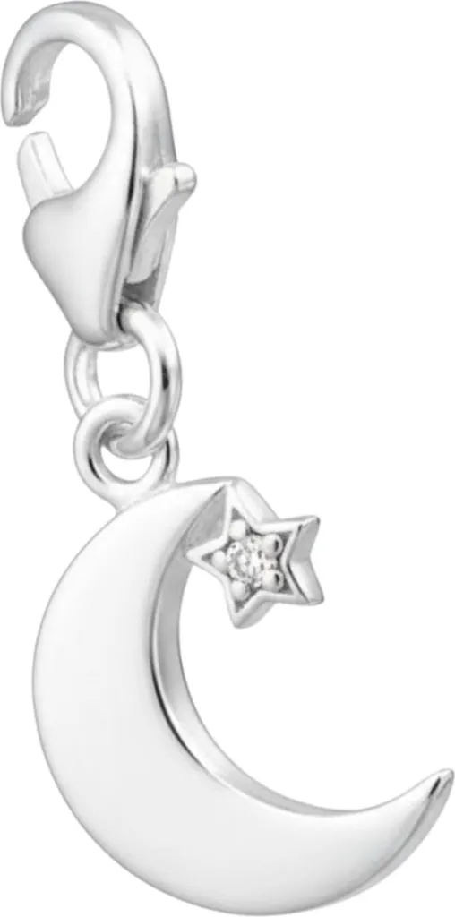 Pendente Luna in Argento 925 Artigianale con Zirconi - Qualità Italiana