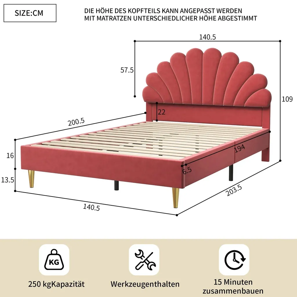 Lit robuste 140x200 cm rouge bordeaux : fini les grincements de sommier