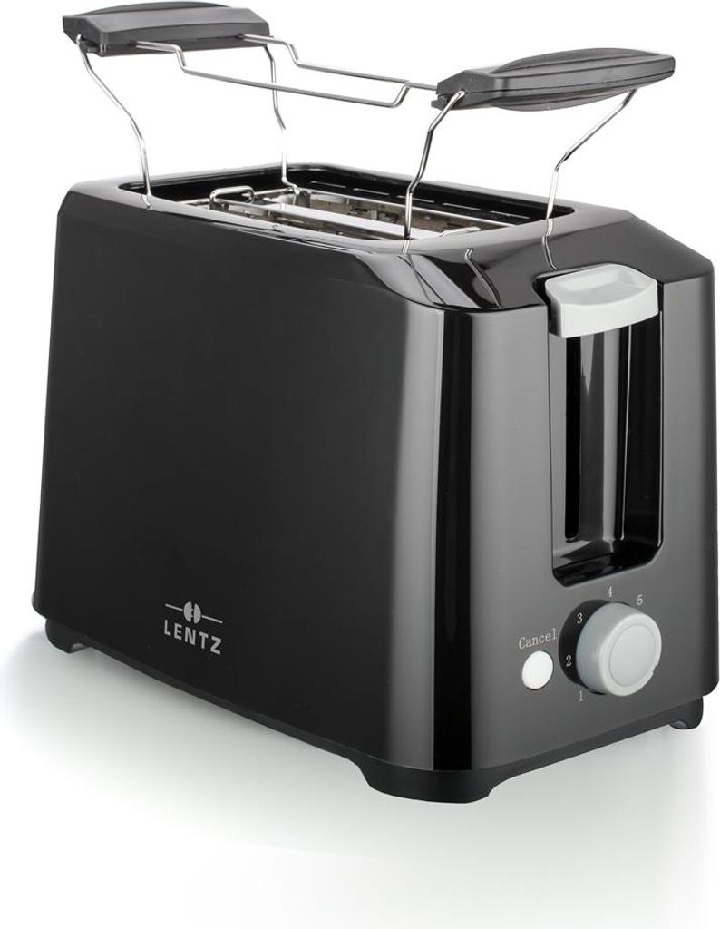 LENTZ 2-Scheiben Toaster 700 Watt Toastautomat mit Brötchenaufsatz Schwarz 74219