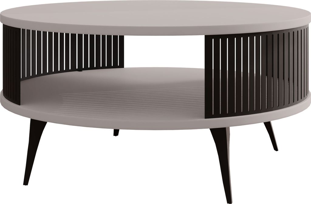 MIRJAN24 Couchtisch Roenni, Wohnzimmer Kaffeetisch, Beine und Seiten aus Stahl (Farbe: Schwarz / Cashmere)