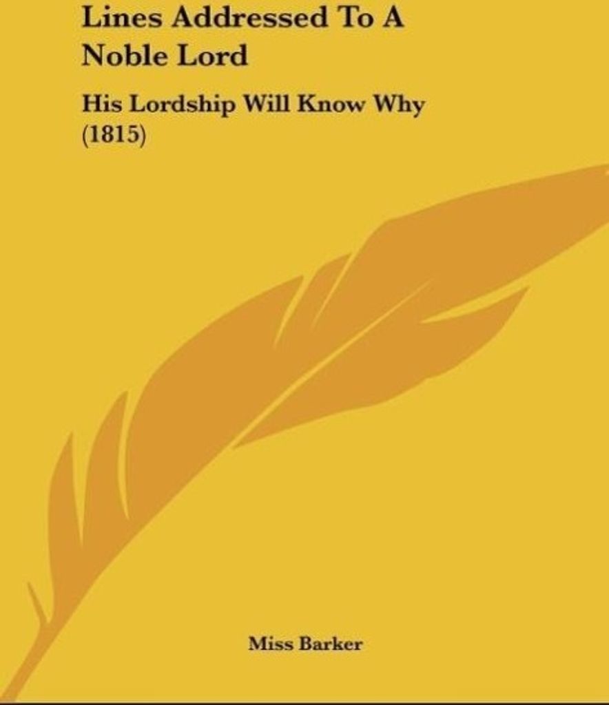 Lines Addressed To A Noble Lord
