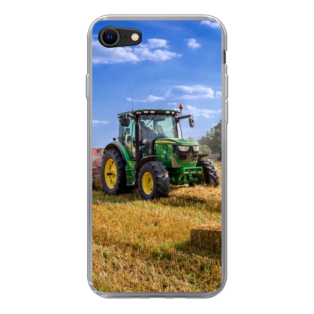 MuchoWow Handyhülle Schutzhülle Hülle für iPhone 7 Traktor - Bauernhof - Heu - Feld - Sonne - Landleben Silikon Softcase Handy Hülle - Karte...