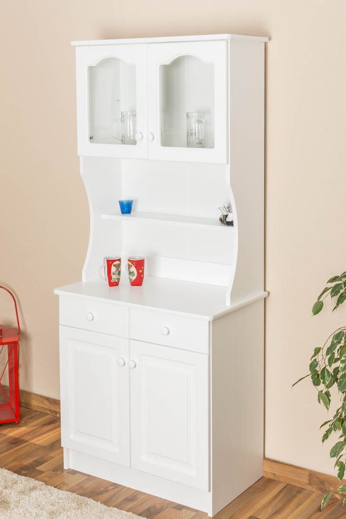 Massivholz-Vitrine, Kiefer massiv, Farbe: Weiß