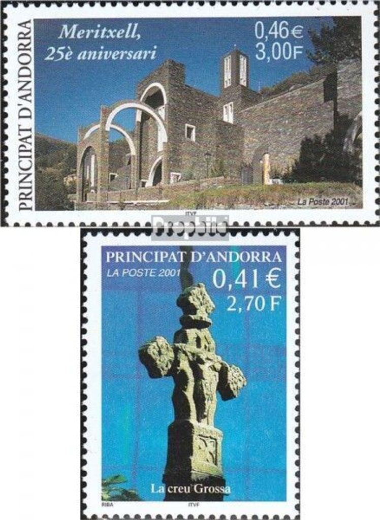 Briefmarken Andorra - Französische Post 2001 Mi 573,575 (kompl.Ausg.) postfrisch Kirche