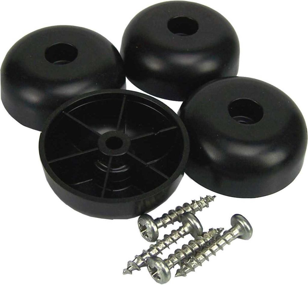 4 Stück Möbelfüße, Möbelgleiter aus Kunststoff, Schwarz. 45x16 mm.