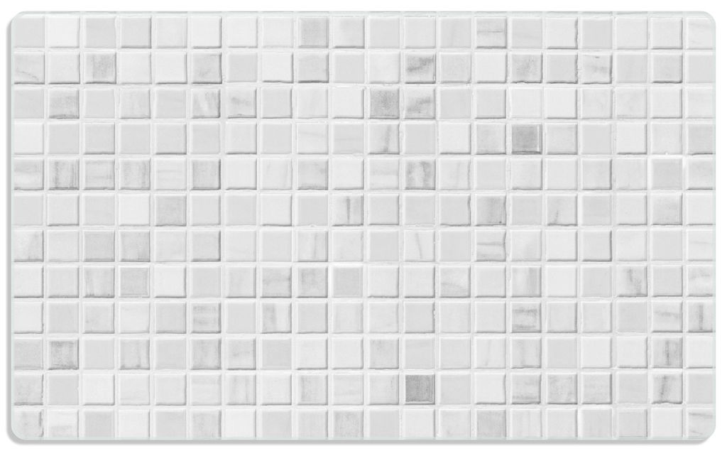 Wallario Frühstücksbrettchen aus Glas, je 14 x 23 cm, mit rutschfesten Füßen, Motiv Fliesen im Bad weiß-grau