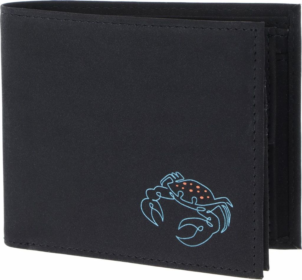 oxmox Geldbörse New Cryptan RFID Protect Querscheinbörse Crab Print Cyan Black schwarz