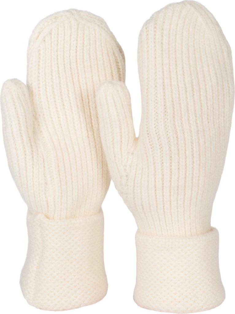 styleBREAKER Damen Winter Strick Fäustlinge Einfarbig mit gemustertem Bund, warme Fausthandschuhe, Strickhandschuhe 09010046