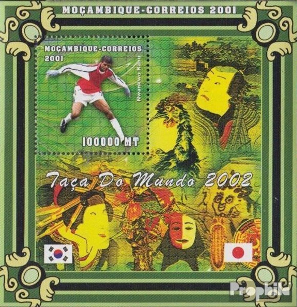 Briefmarken Mosambik 2001 Mi Block75 postfrisch Fußball-WM 2002