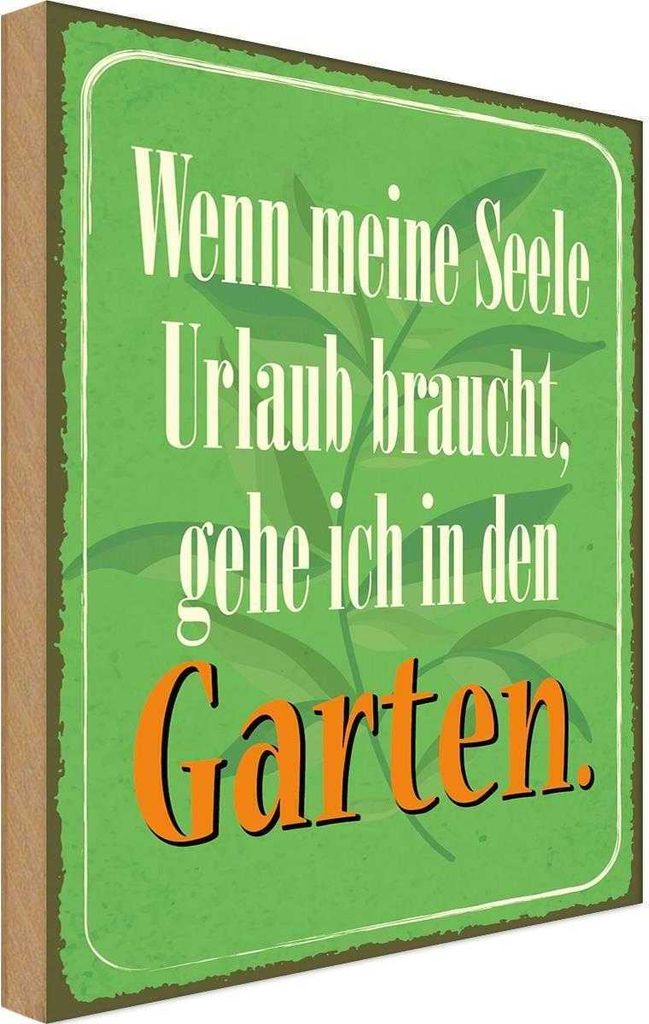 vianmo Holzschild 18x12 cm Seele braucht Urlaub gehe Garten Geschenk